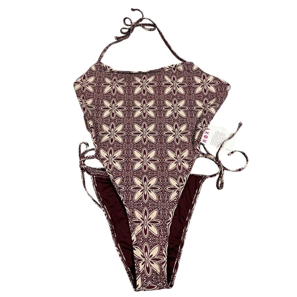 Roxy Womens Size S Batik Bloom Tie Front One Piece Swimsuit NWT